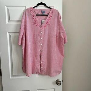 Pink Striped Button-Up Blouse
